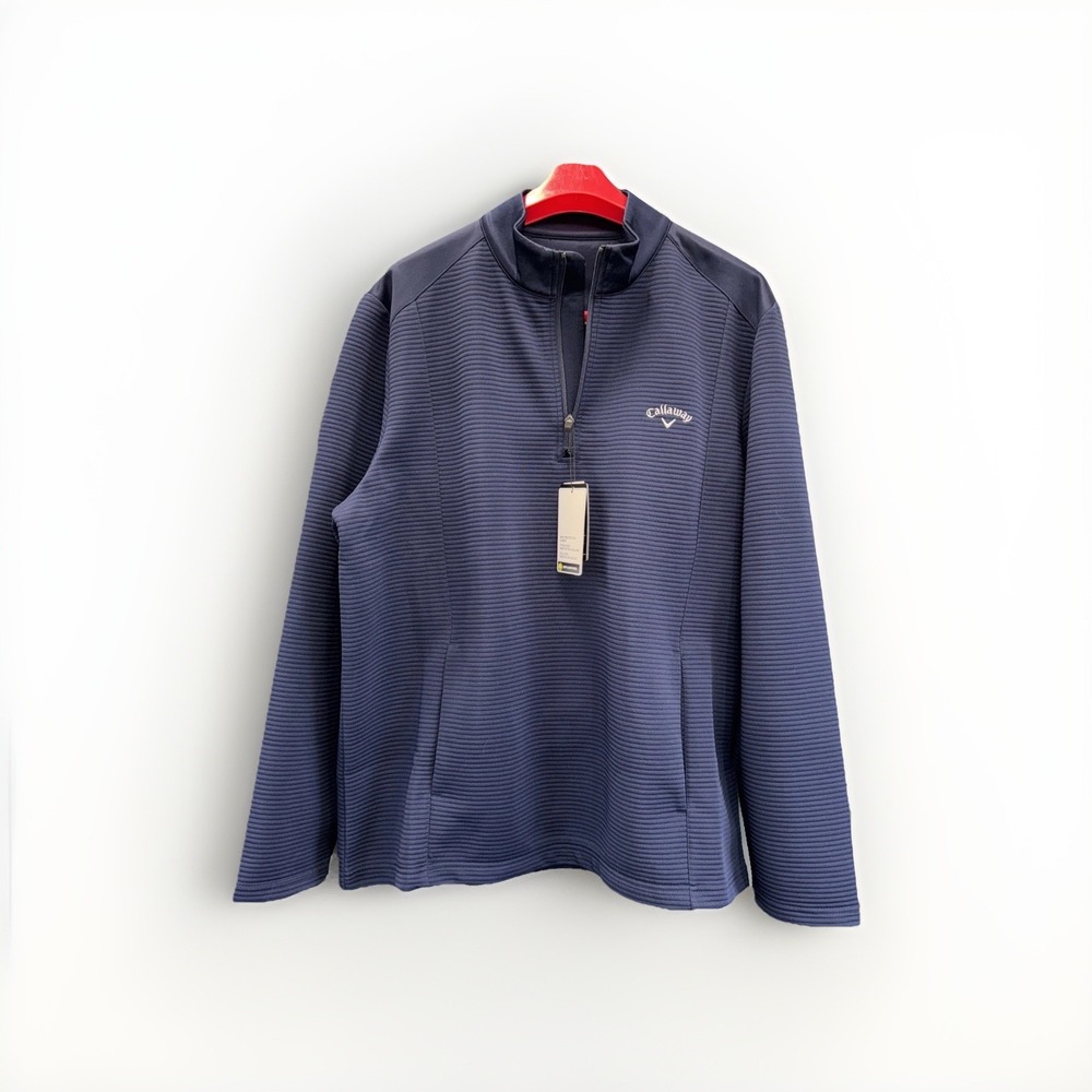 Callaway Ribbed Mens XL NWT Dark blue 1/4 Zipper And Pockets‎